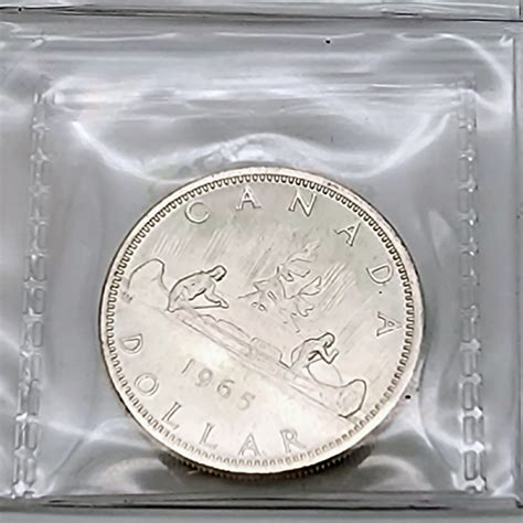 1965 Canadian $1 Voyageur Silver Dollar Coin ICCS Graded MS-63 Type V