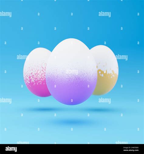 3d Rendering Of Falling Levitation Easter Eggs With Different Pattern