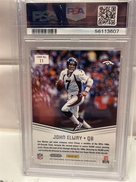 John Elway 2012 Panini Prizm Decade Dominance Silver Prizm 11 PSA 9 EBay