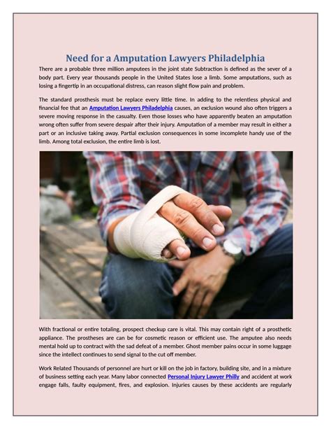 Need For A Amputation Lawyers Philadelphia By Philadelphia Injury Lawyers Issuu