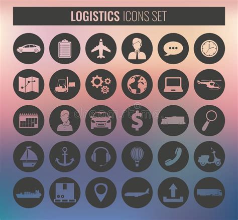 Logistics Icons Set Delivery And Transportation Silhouettes Stock