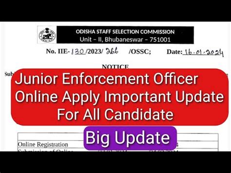 OSSC Junior Enforcement Officer 2023 24 Important Update Junior