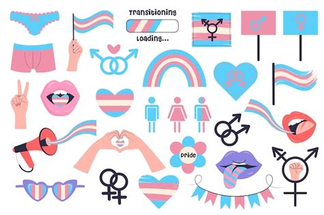 Premium Vector Transgender Visibility Set Of Symbols Lgbtq Sticker