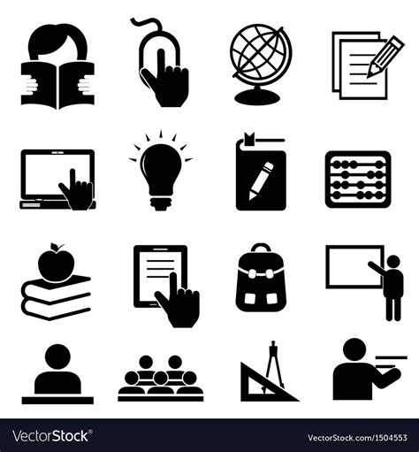 School icons Royalty Free Vector Image - VectorStock