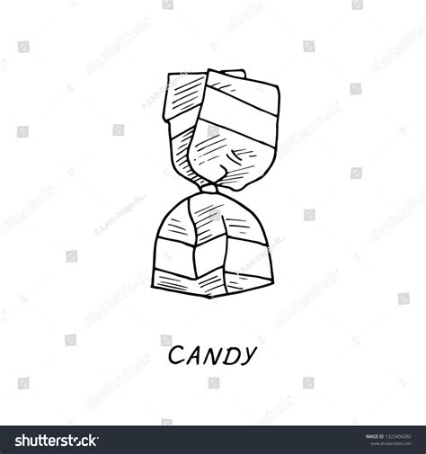 Wrapped Candy Drawing Vintage Doodle Outline Stock Vector (Royalty Free ...