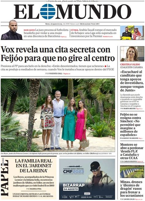 Portada De EL MUNDO Del Martes 1 De Agosto De 2023 Medios