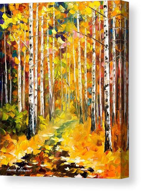 Tall Birches PALETTE KNIFE Oil Painting On Canvas By Leonid Afremov