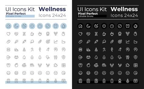 Premium Vector Wellness Pixel Perfect Linear Ui Icons Set For Dark