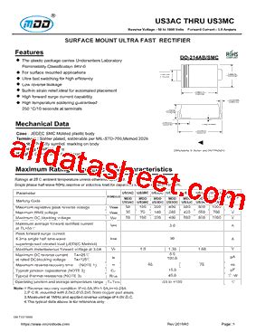 US3JC Datasheet PDF Microdiode Electronics Jiangsu Co Ltd