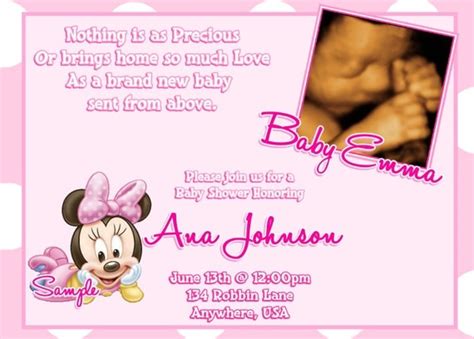 Minnie Mouse Baby Shower Invitations Baby Minnie Mouse Baby