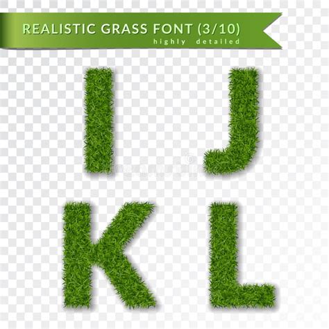 Grass Letters I J K L Set Alphabet 3D Design Capital Letter Text