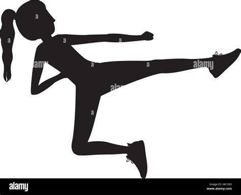 silhouette woman martial arts flying kick Stock Vector Image & Art - Alamy