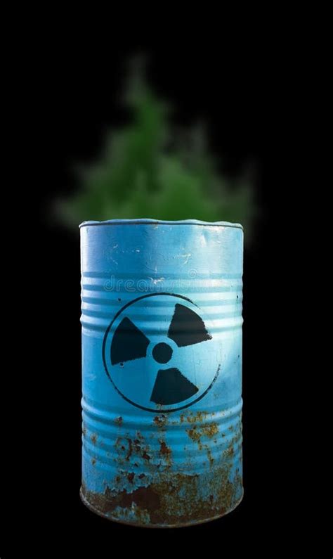 Blue Barrel Of Toxic Waste Isolated Acid In Barrels Stock Image