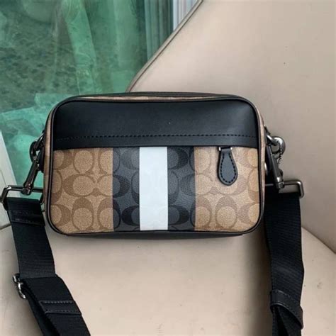 Coach Graham Crossbody In Blocked Signature Canvas With Varsity Stripe