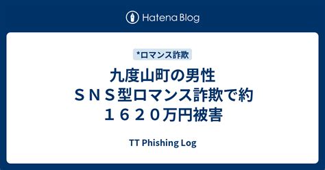 九度山町の男性 Sns型ロマンス詐欺で約1620万円被害 Tt Phishing Log