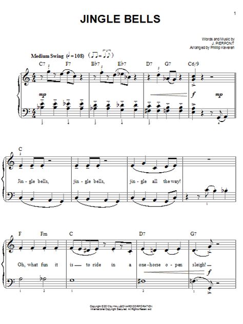 Jingle Bells Jazz Version Arr Phillip Keveren Sheet Music By J