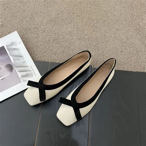 Women Shoes 2023 Flat Bottomed Square Nosed Boat Shoes Casual Fashion Shoes For Ladies Bowknot ...