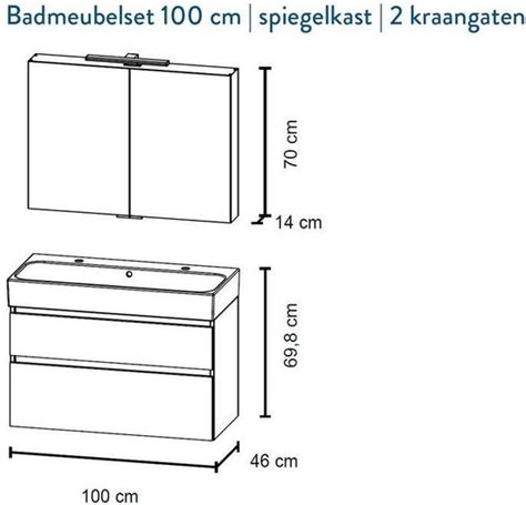 Bruynzeel Passo Meubelset 100 Cm 2 Kraangaten Spiegelkast Orlando