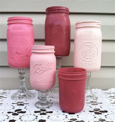 Shade Of Pink Vintage Mason Jars Instant Collection Etsy Vintage Mason Jars Mason Jars