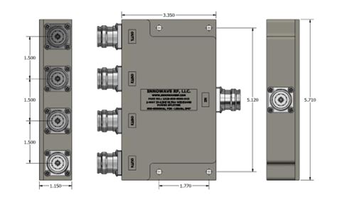 4 Way In Line Ultra Wideband Wilkinson Power Splitter InnowaveRF