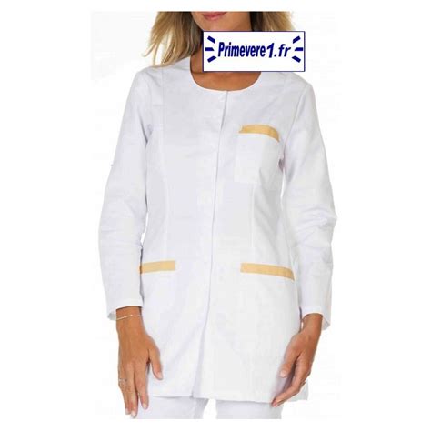 Carole Tunique Blanc Garnie Miel M Dicale Femme Manche Longues