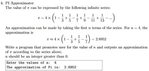 Solved Pi Approximater The Value Of Can Be Expressed By Chegg