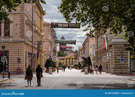 Pedestrian Street Of Karasz Utca A Of The City Center Of Szeged