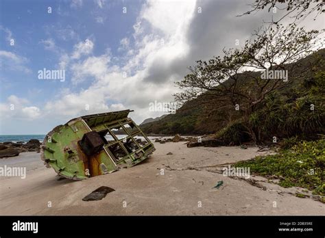 Boats Wreck On A Beach Of Con Dao In Vietnam Stock Photo Alamy