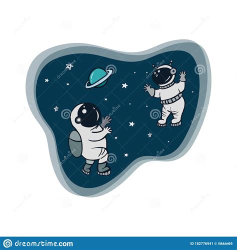 L Espace Astronautes Illustration De Couleur De Vecteur Des