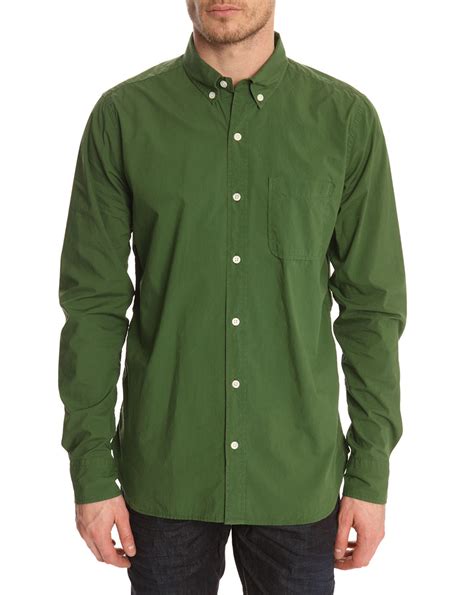 Closed Henry Button Down Green Shirt In Green For Men Save 71 Lyst