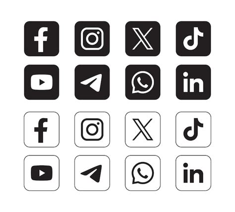 Conjunto De Iconos Populares De Las Redes Sociales Vector Premium