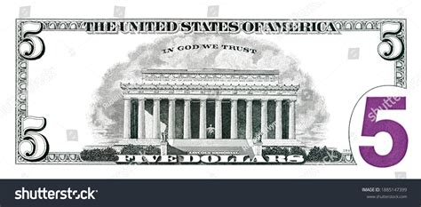 5 Dollar Bill Back Side Design Stock Illustration 1885147399