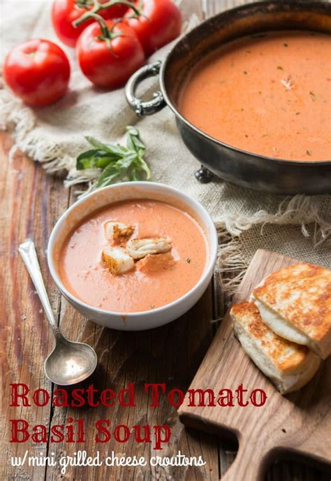 Roasted Tomato Soup Grilled Cheese Croutons Oh Sweet Basil