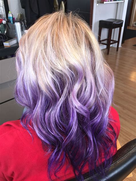 Blonde with purple violet ombré balayage hair Balayage Hair