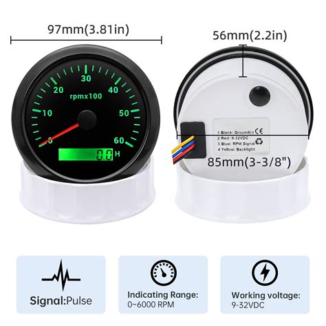 85MM Car Boat Marine Tachometer 0 6000 RPM Rev Counter Gauge With LED