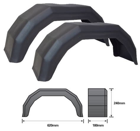 2 X Trailer Mudguard Mud Guard Wheel Arch Black 10 10 Inch Mudguards Pair New Ebay