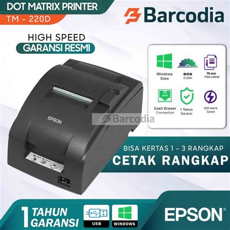 Jual PRINTER EPSON TMU 220 D TM U220 D TMU220D TMU 220D NON AUTO CUTTER