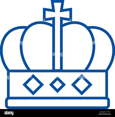 King Crown Line Icon Concept King Crown Flat Vector Symbol Sign