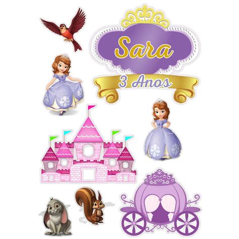 Topo Topper De Bolo Princesinha Sofia Personalizado Anivers Rio Festa