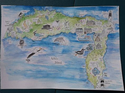 Rathlin Island Illustrated Map. Original. A3 Size. - Etsy