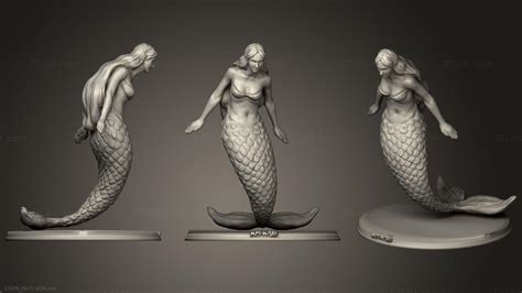 Figurines Simple Mermaid Stkpr D Stl Model For Cnc