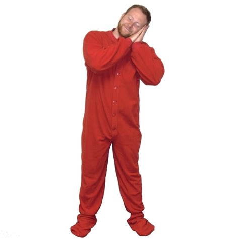 Shop Red Fleece Adult Footed Pajamas Footie Drop Seat Mens Womens Pjs