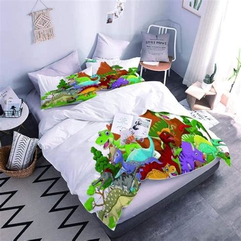 Housse De Couette Dinosaure De Dessin Anim Microfibre De Housses De