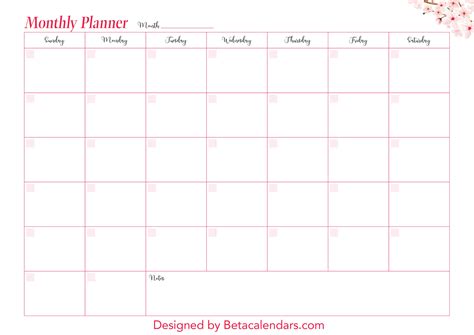 Free Printable Monthly Planner Templates