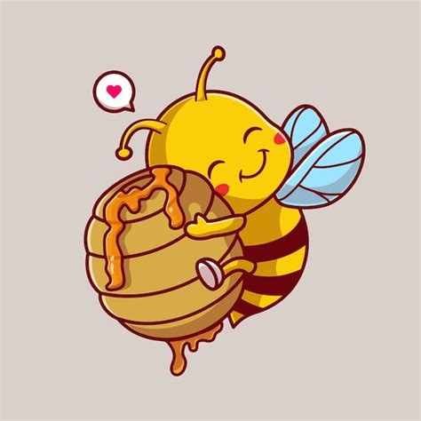 A Cartoon Bee Holding A Honeycomb With Its Face Covered In Honey And