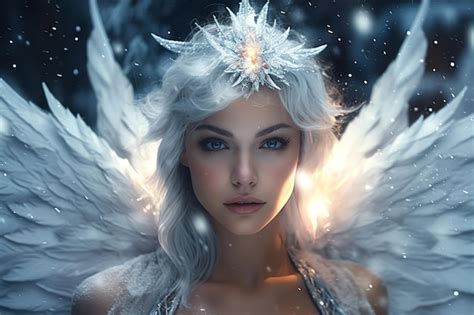 Premium Ai Image A Woman With A Snow Angel On Her Head