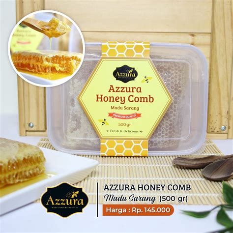 Jual Madu Sarang Azzura Honeycomb Asli Murni Kaya Propolis Bee Pollen