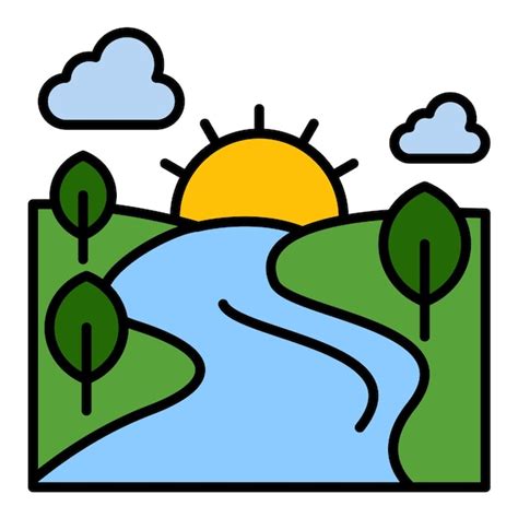 Ilustração plana da paisagem fluvial Vetor Premium