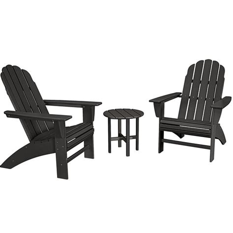 Polywood Vineyard Black Patio Set With Side Table And 2 Curveback