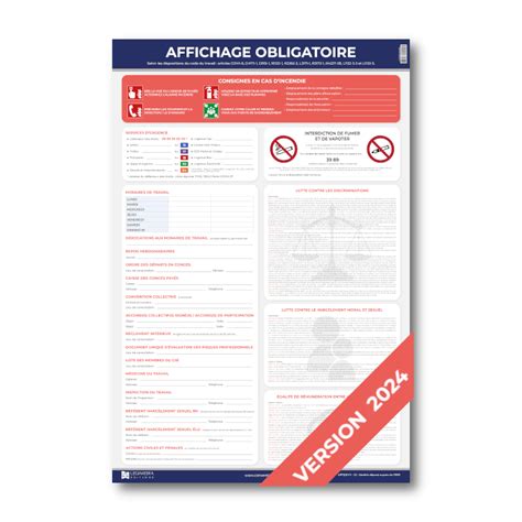 Affichage Obligatoire Entreprise Panneau Complet 2024